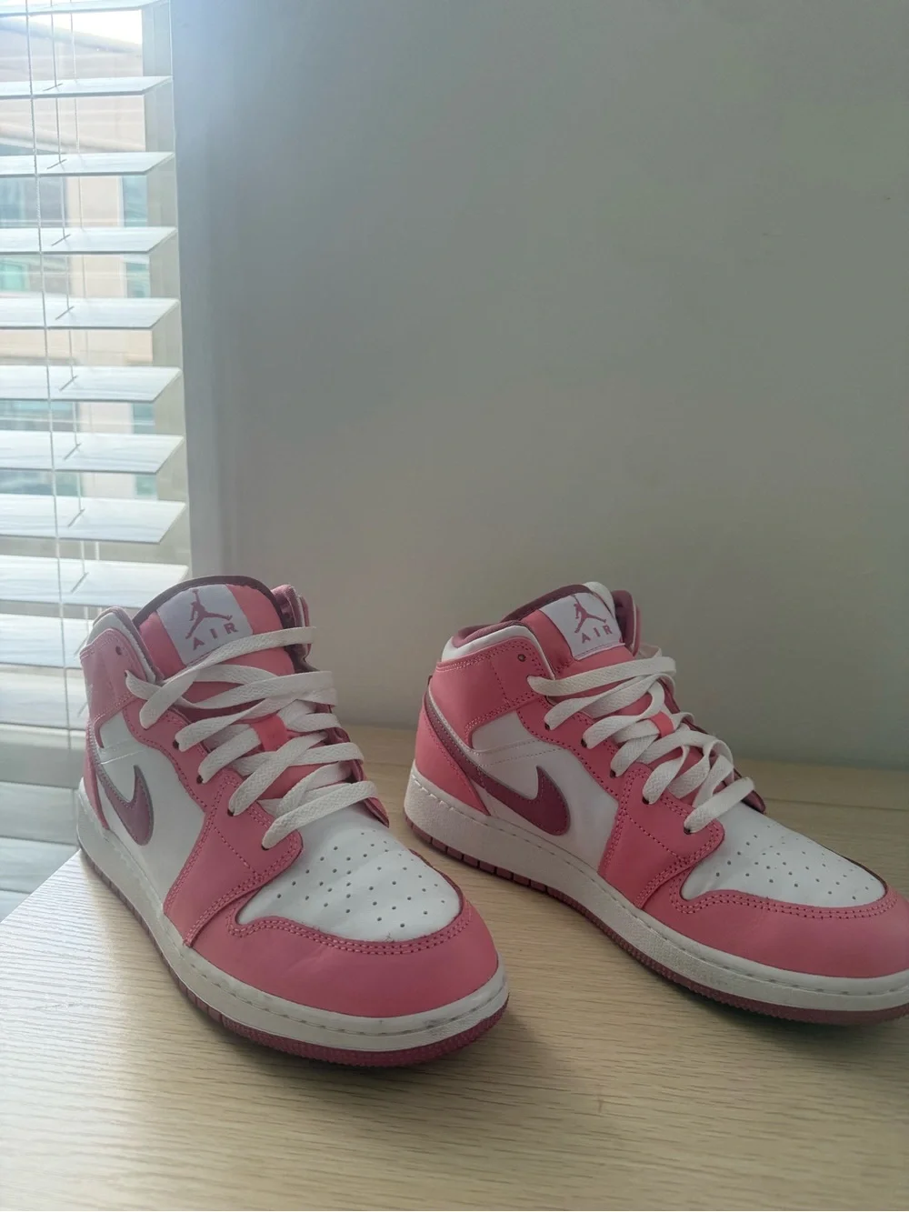 Jordan Kids White and Pink High-Top Sneakers
